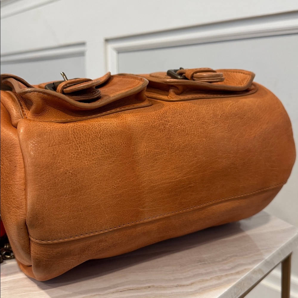 Free People Bag Dylan Brown Distressed Leather Duffle Crossbody - Picture 8 of 17